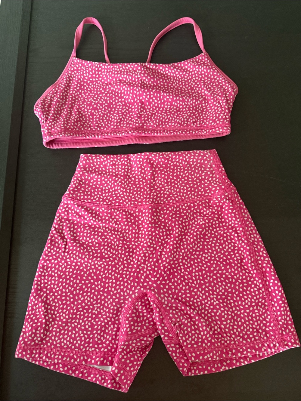 Pink Bossy Print Sports Bra & High-Waist Bike Shorts Set